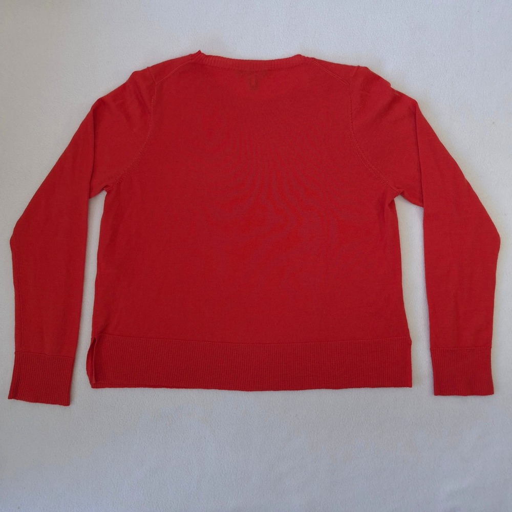 Eileen Fisher Sweater Red Orange Merino Wool Medium Crew Neck Minimalist Classic - Picture 2 of 11